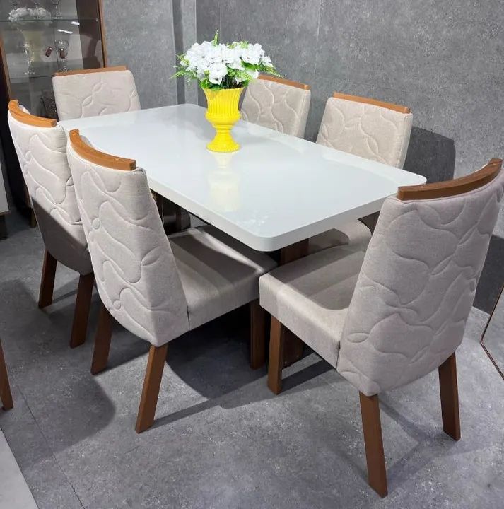 Mesa de Jantar com 6 Cadeiras 100% MDF 
