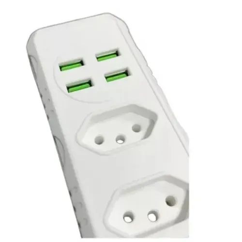 Filtro De Linha Régua 5 Tomadas 4 Usb Cabo 2m