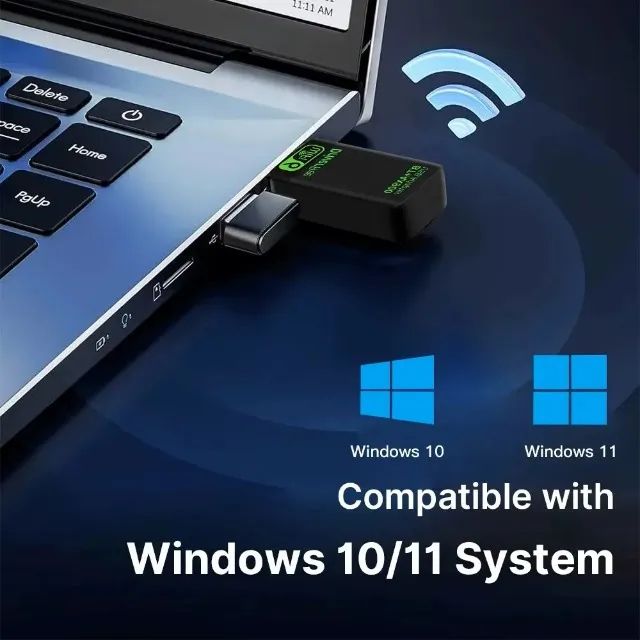 Adaptador 2 Em 1 Usb Wi-fi 6+Bluetooth 5.4 D. Band Win 10 E 11 - Foto 5