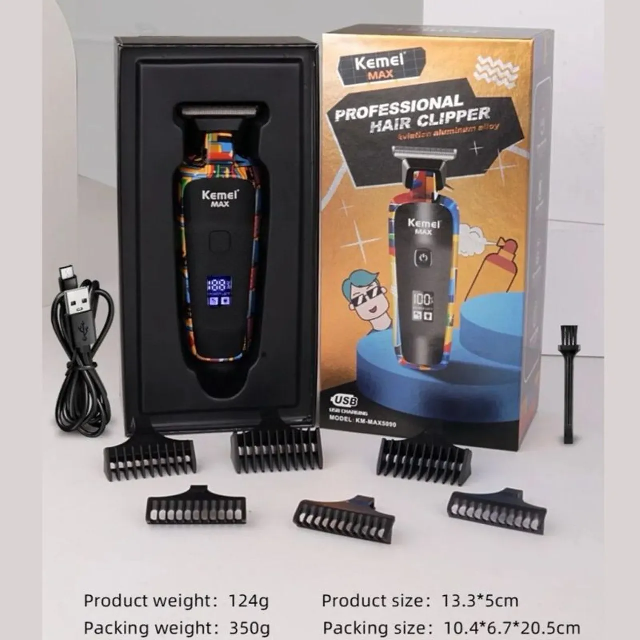 Máquina de Cortar Cabelo Kemei Max 5090 - Profissional