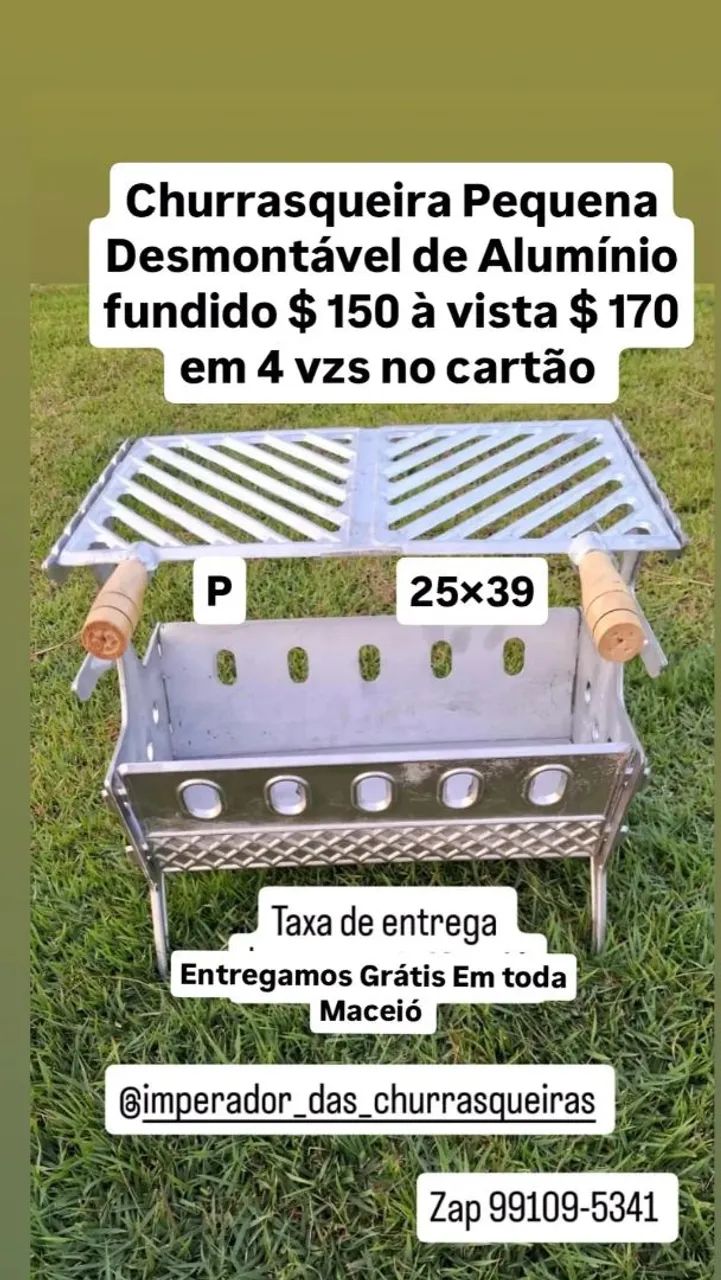 Churrasqueira Pequena Desmontável de Alumínio Fundido - Foto 2
