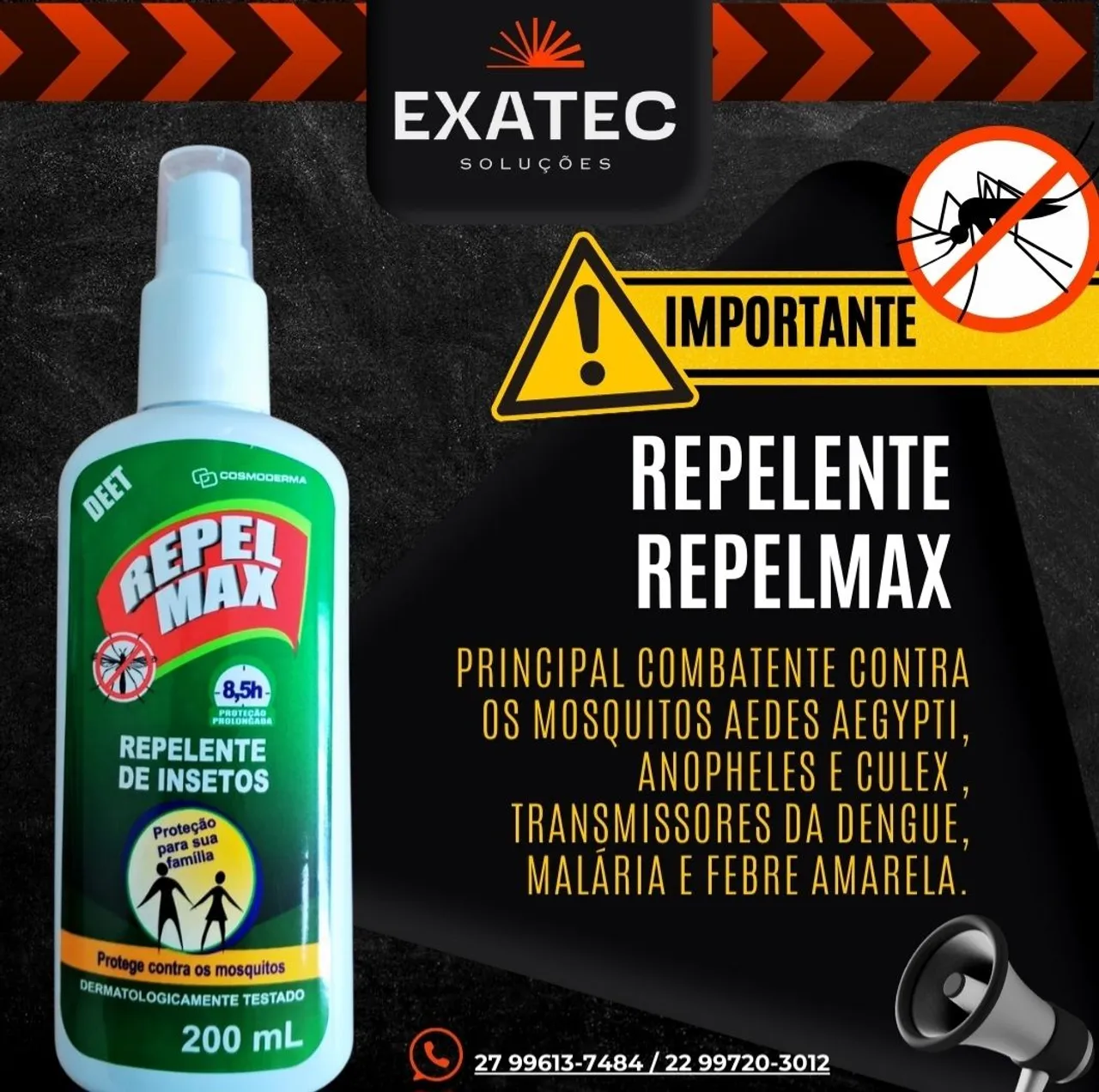 Repelente Repelmax - Proteção contra mosquitos . CX com 30 unidades