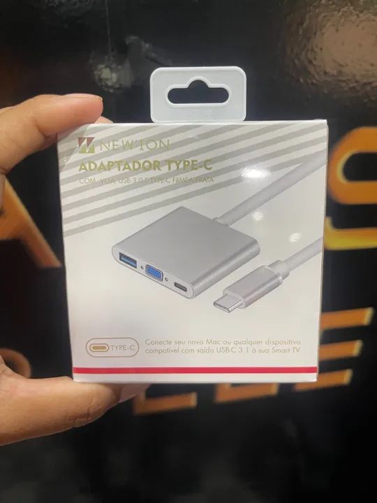 Adaptador Type-C para VGA e USB 3.0 - Novo