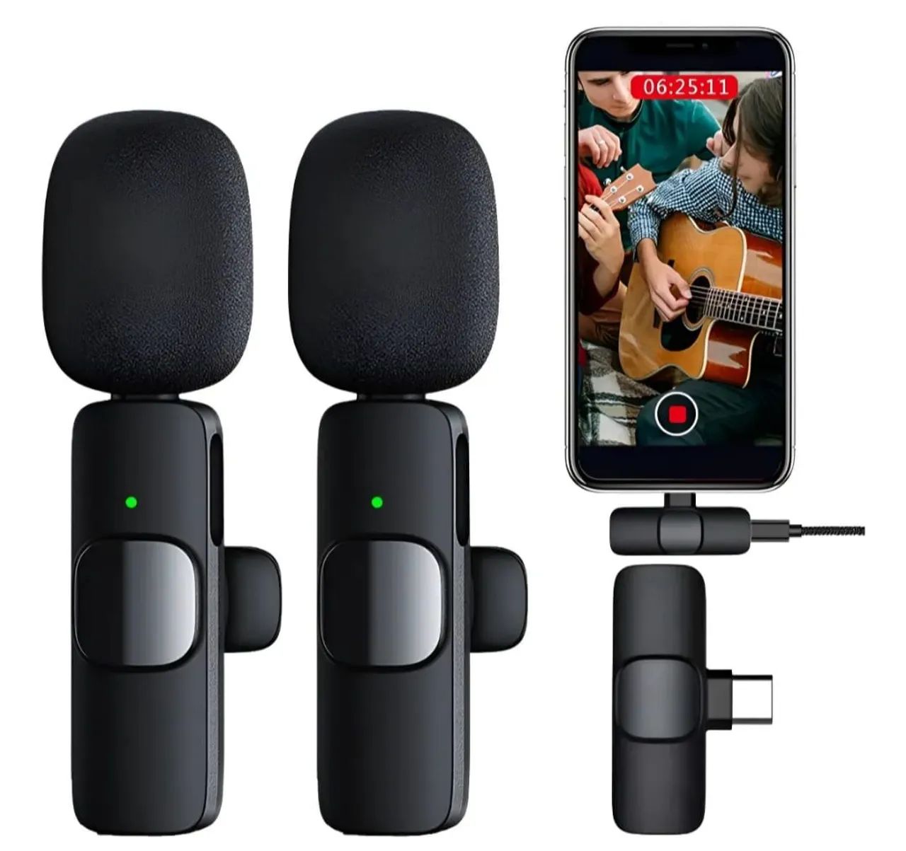 Microfone Sem Fio Duplo Lapela Profissional Android iPhone Cor Tipo-c (android)