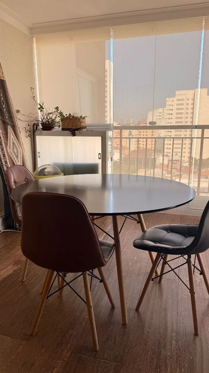 Mesa de jantar Eames Eiffel 120 cm -Preta (com 3 cadeiras de brinde) - Foto 3