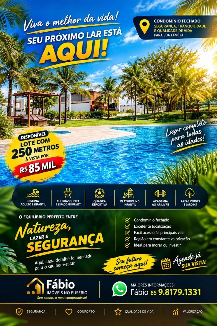 Lote com 250m² ,em condomínio fechado no Eusébio 