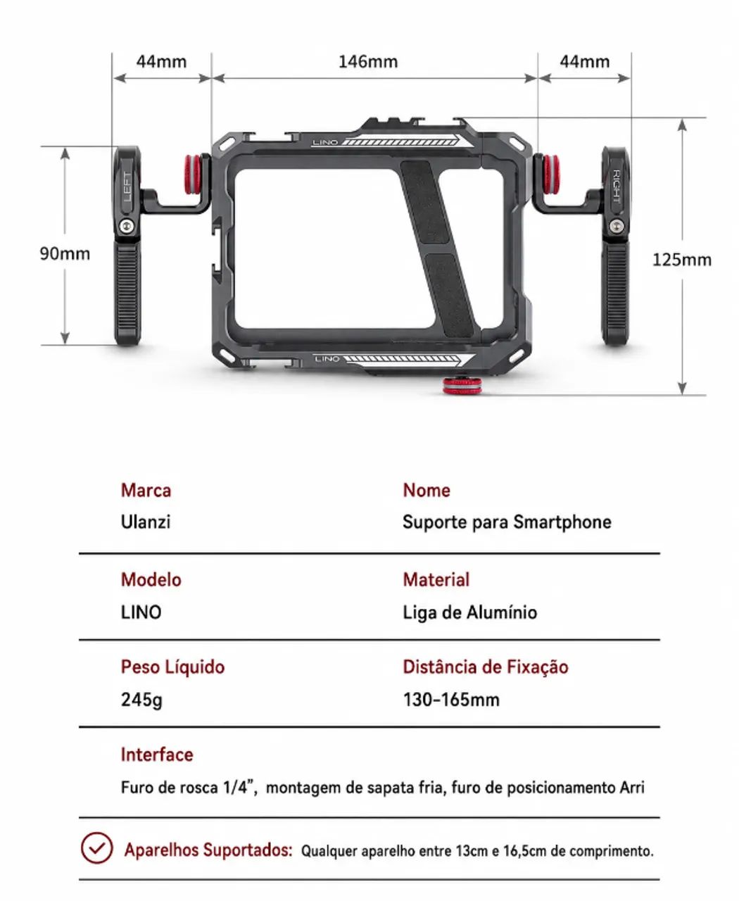 Ulanzi lino cage gaiola estabilizadora + LED VL49 RGB (Novo) - Foto 2