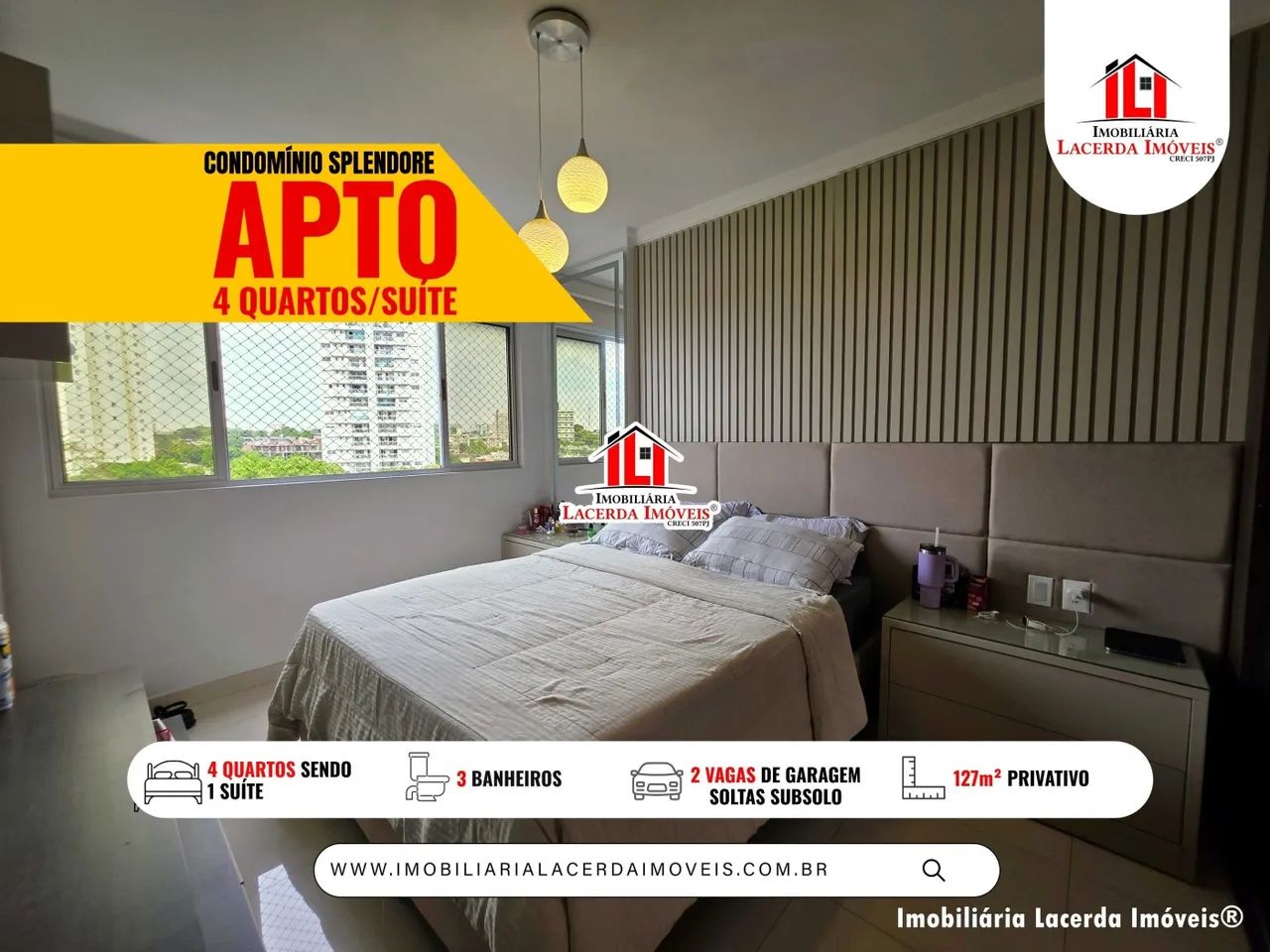 Splendore, Apartamento com 4 quartos sendo 1 suíte + 1 semi com 127m²