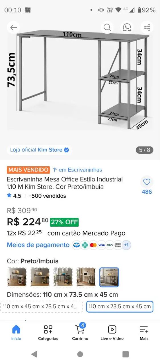 Escrivaninha multiuso estilo industrial  - Foto 5