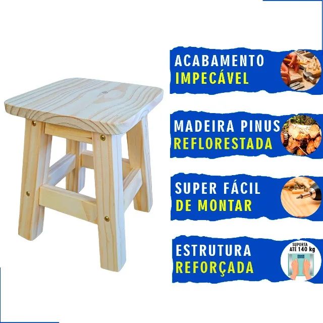 Conjunto Mesinha Com 4 Banquetas De Madeira Para Crianças - Foto 5