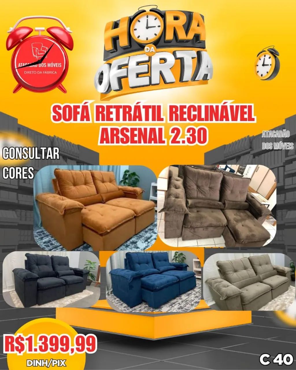 Sofá retrátil reclinável Arsenal 2.30