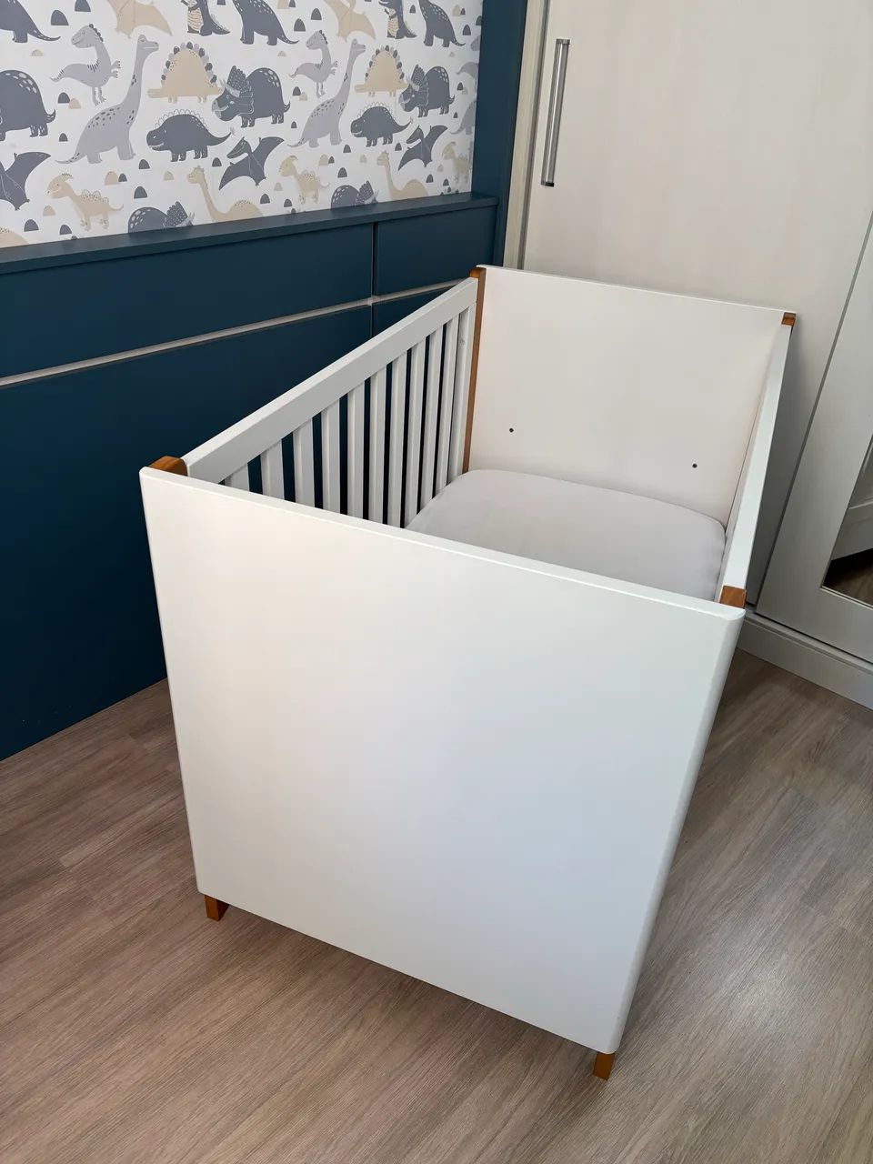 Berço com colchão e Cômoda Capri Branco Puppi Móbile - Foto 3