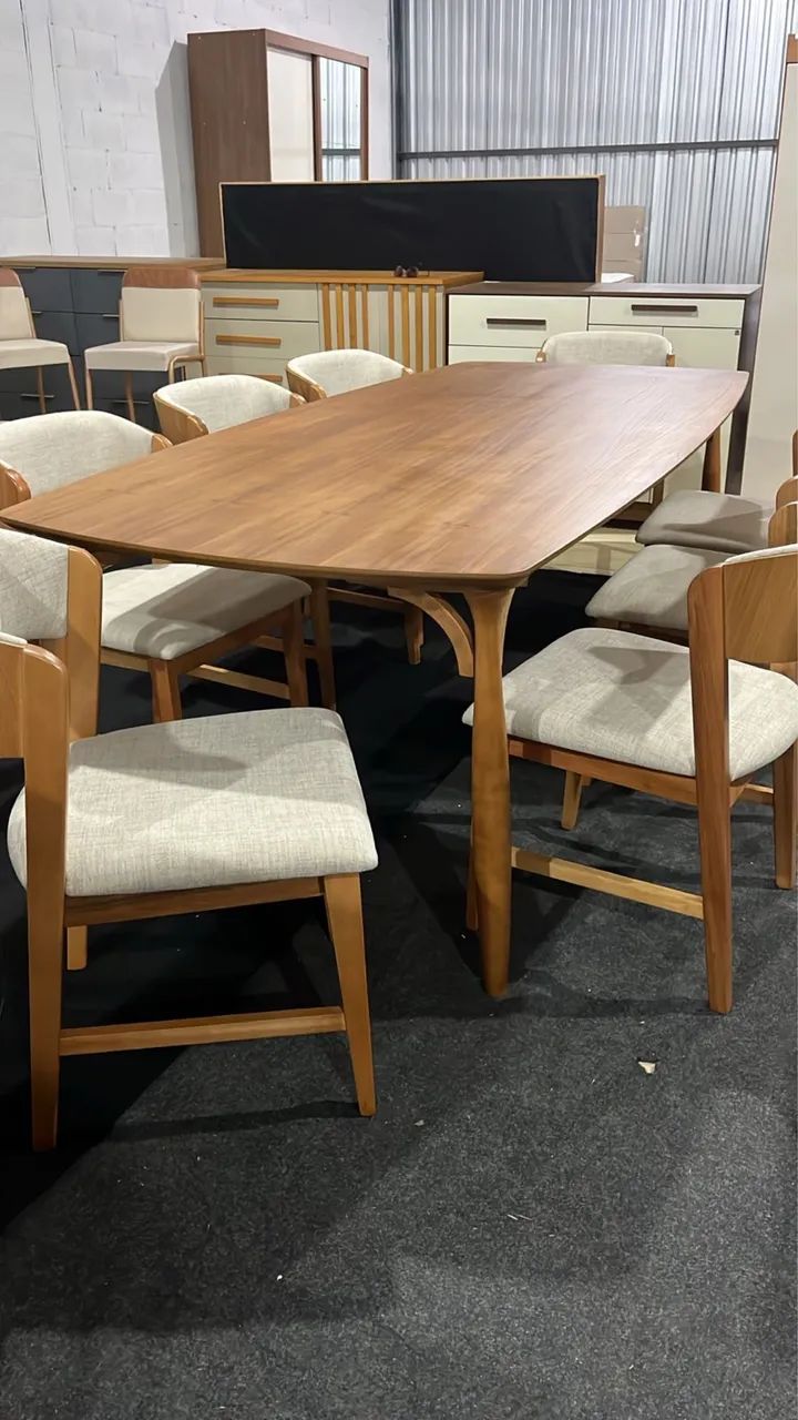 MESA DE JANTAR 250x1.10 COM 8 CADEIRAS 100% MADEIRA - Foto 3