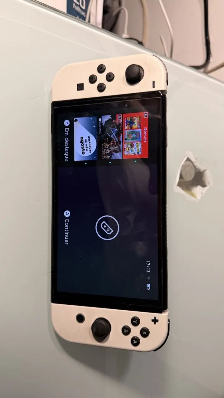 Nintendo Switch OLED branco + Joy-Con extra Splatoon ? original, online ok - Foto 5