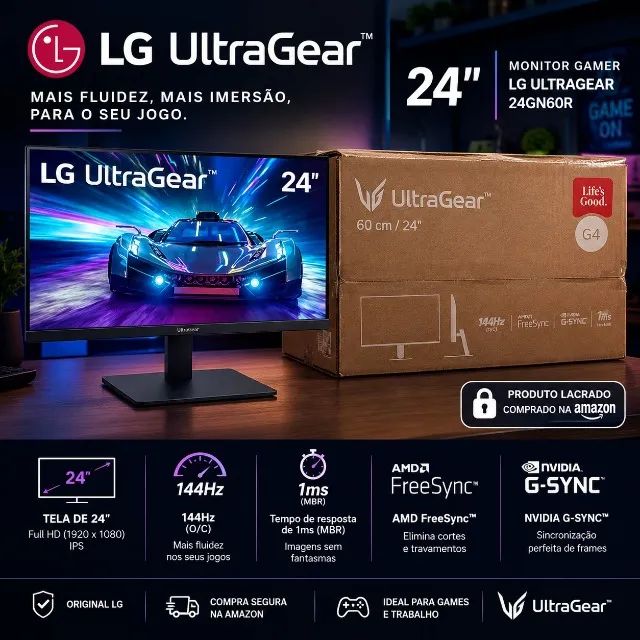 Monitor LG UltraGear 24 144Hz 1ms IPS - Lacrado