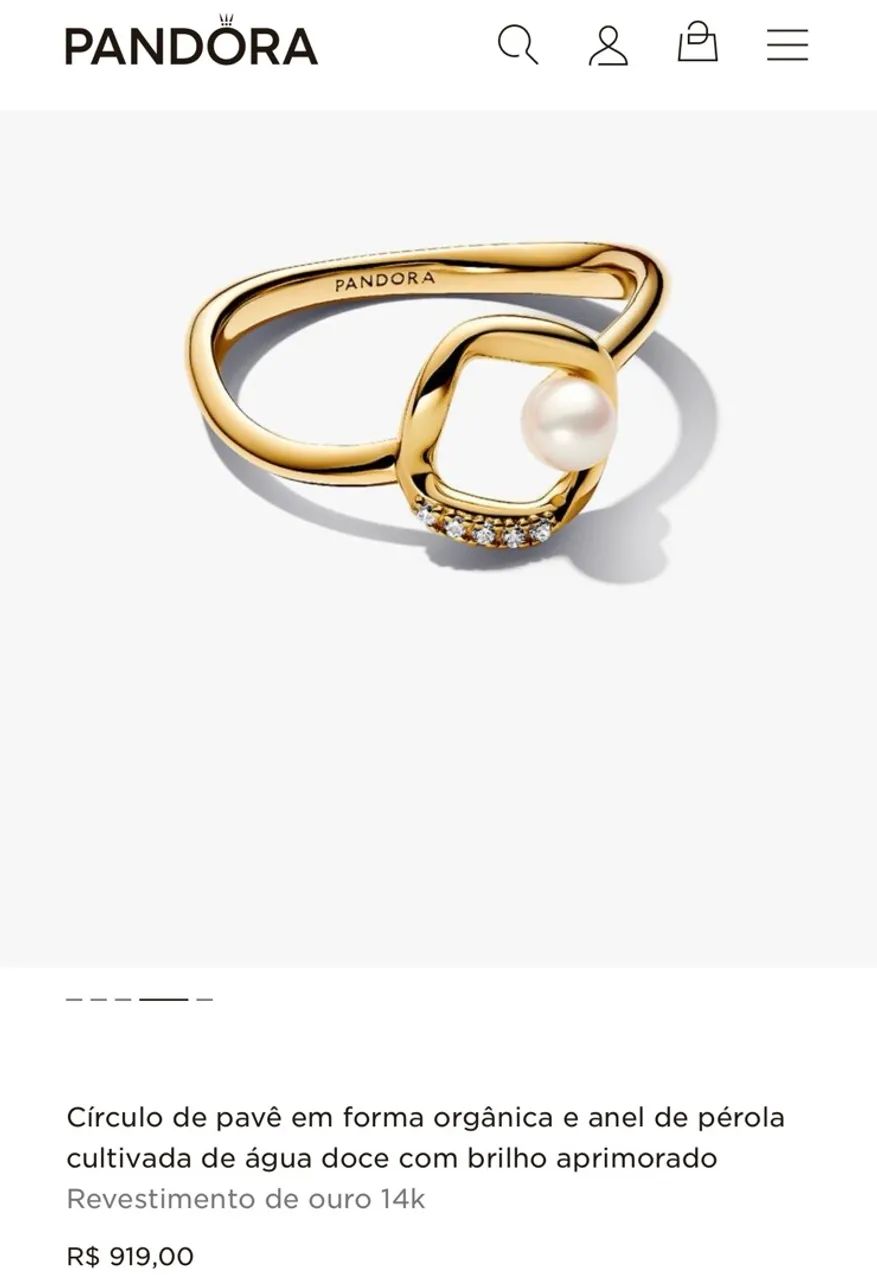Anel Pandora Pérola Dourado  - Foto 4