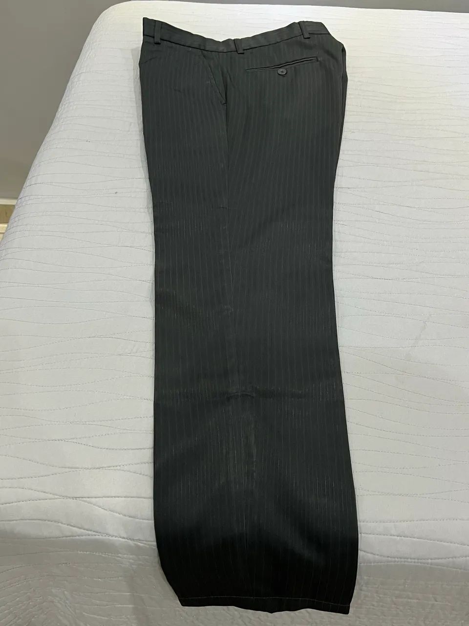 Calça Social Masculina Listrada Cinza - Foto 3