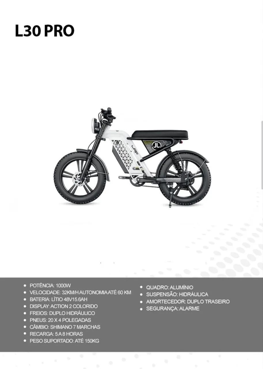 Bike Elétrica L30 PRO LAF 1000W (ZERO KM - SOMOS LOJA)  - Foto 5
