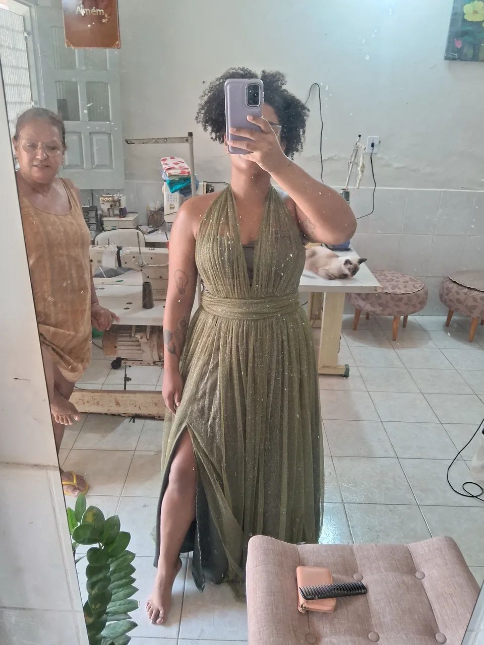 Vestido de madrinha Verde Oliva