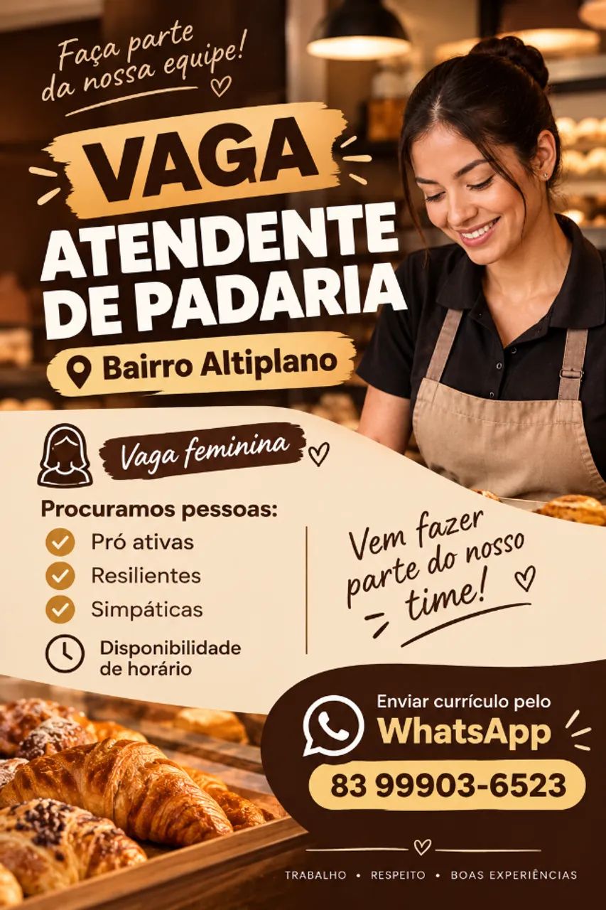 Vaga de atendente de padaria 