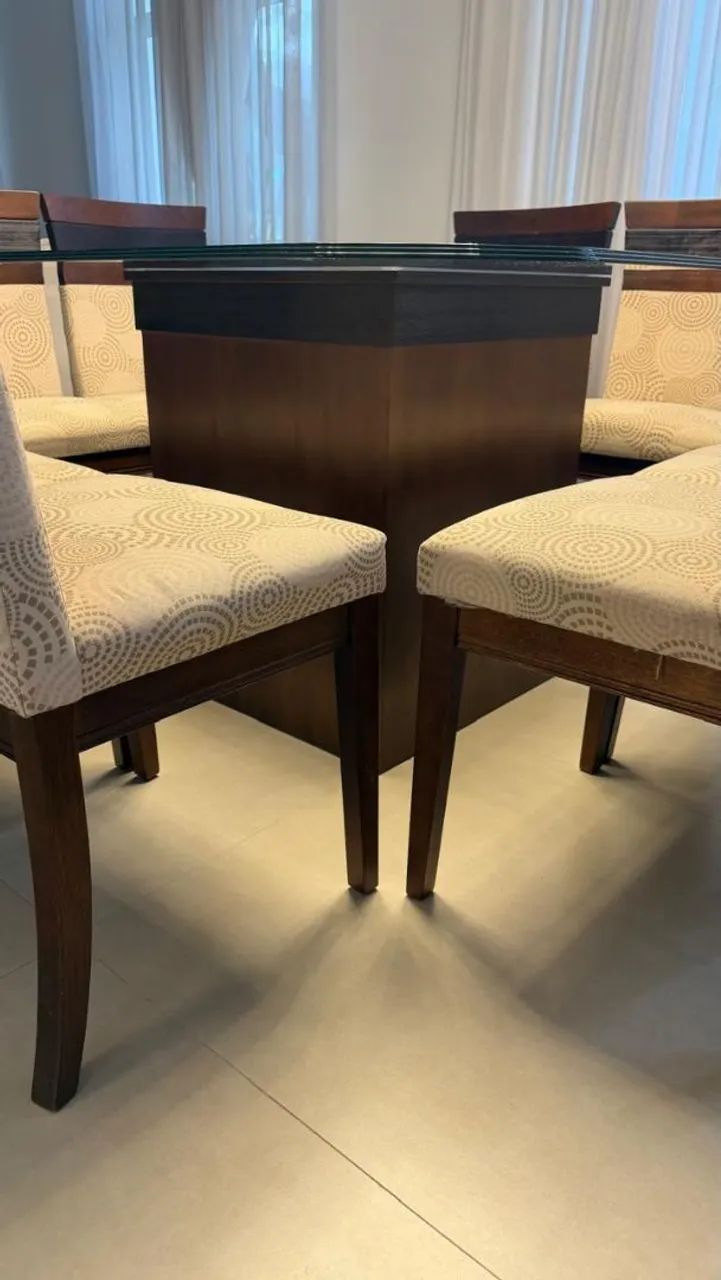 Mesa de jantar com 8 cadeiras, tampo de vidro, confira! - Foto 4