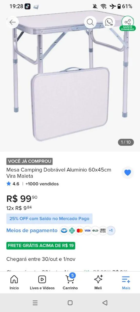 Mesa de alumínio 
