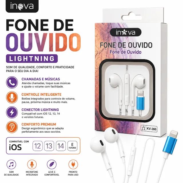 Fone com fio Lightning