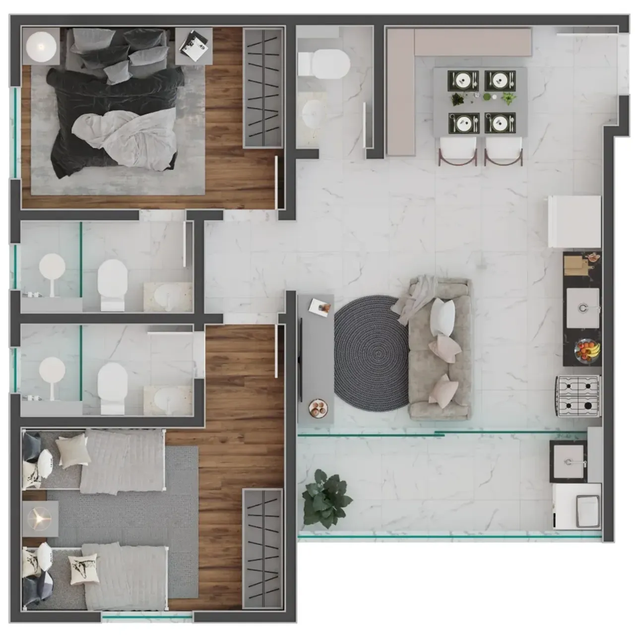 PLANTA 55m²