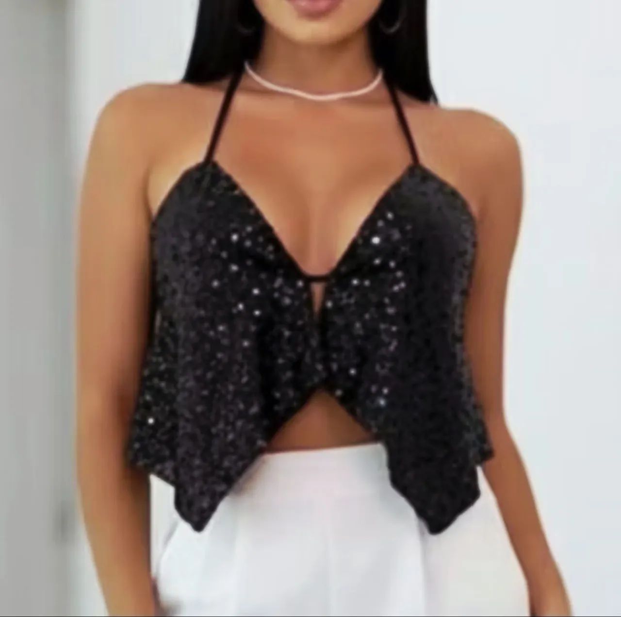 Cropped preto de paetês  - Foto 5
