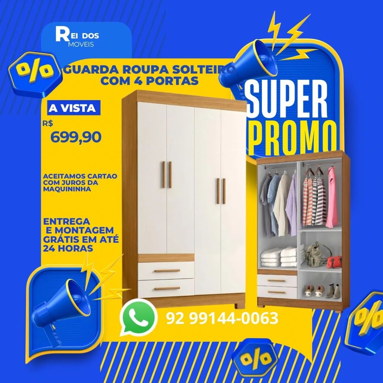 Guarda roupa solteiro a pronta entrega 