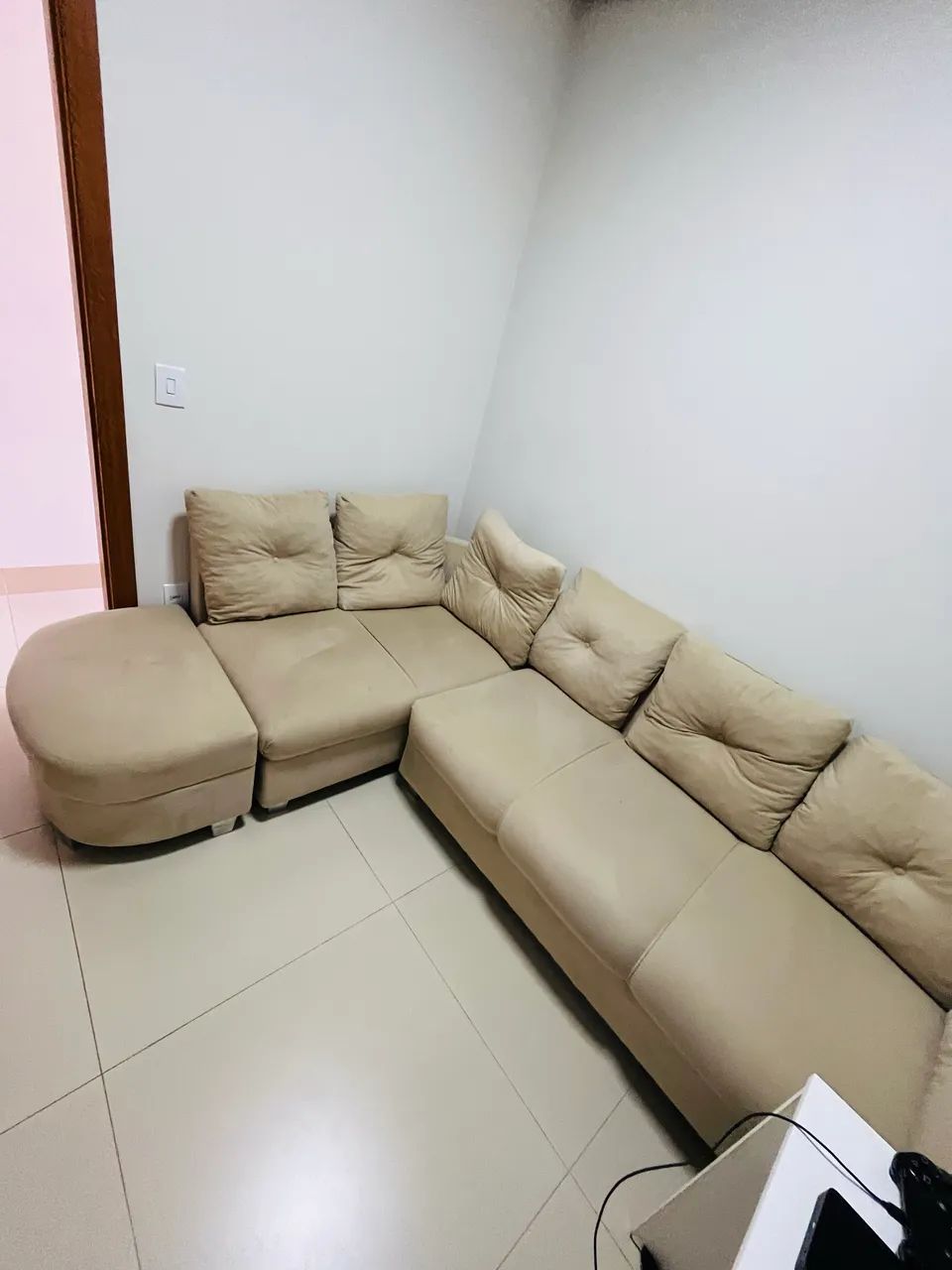 Sofá Modular em L, marfim, 2,60 M, em excelente estado de conservação  - Foto 4