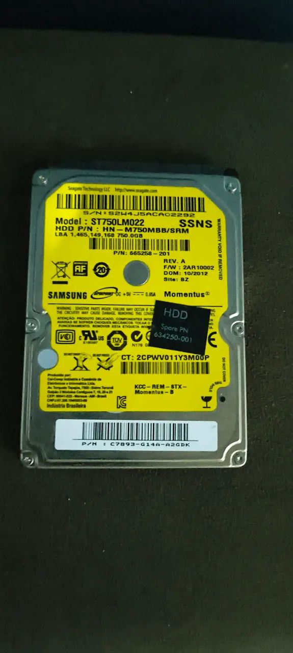 HD notebook 750Gb
