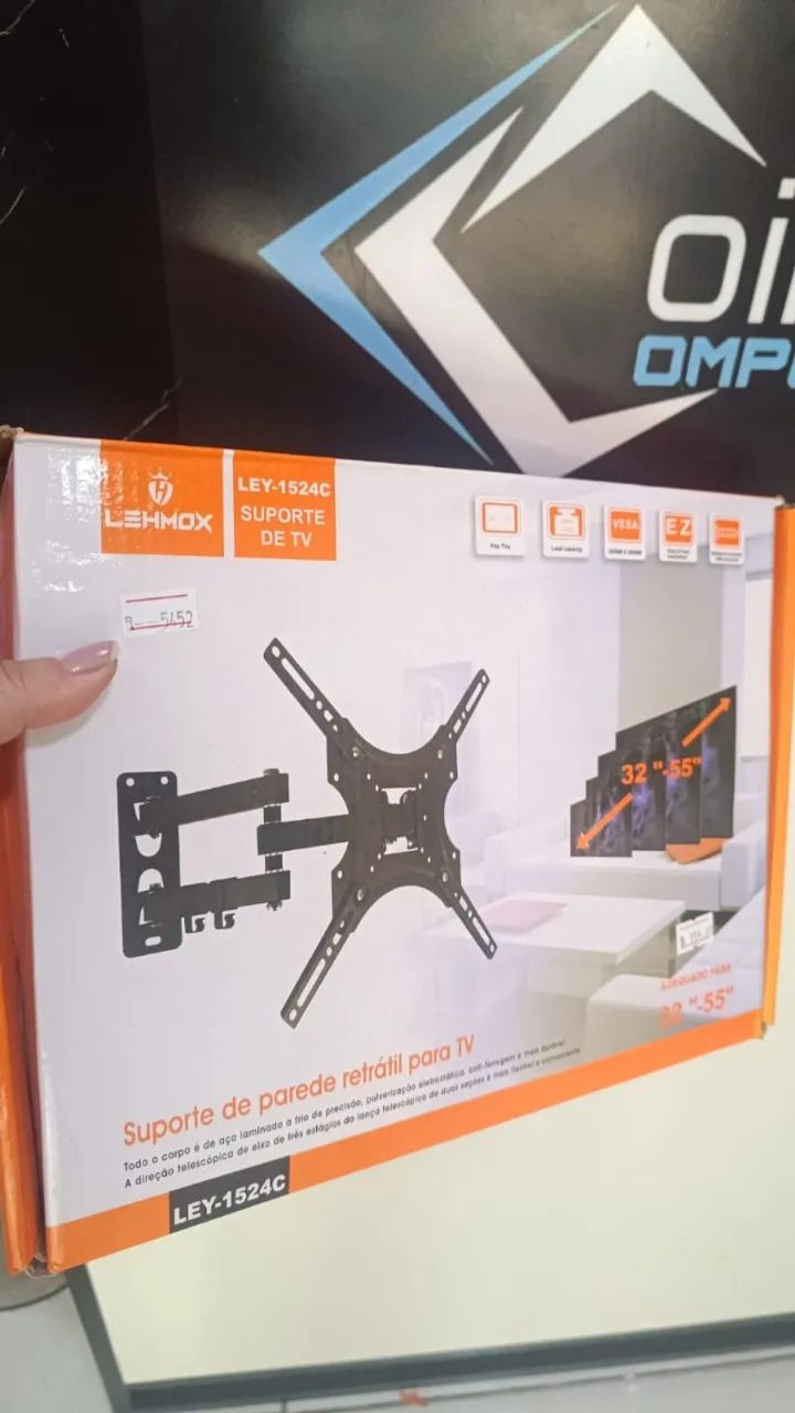 Suporte `Tv Retrátil Articulado 32 a 55 Polegadas -Vesa - Lehmox Ley 1524c Loja Coimbra