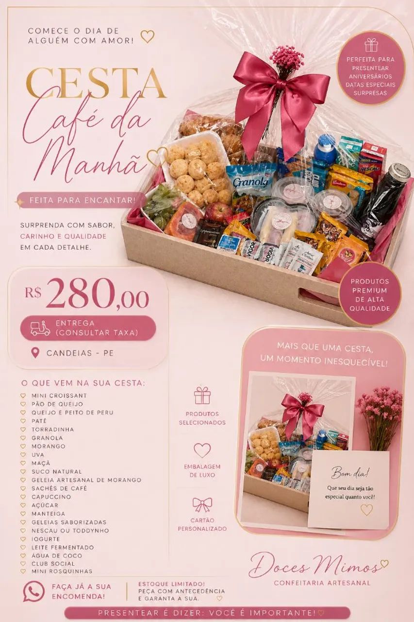 Kit festa personalizado, doces e salgados, cesta de café da manhã e muito mais. - Foto 2