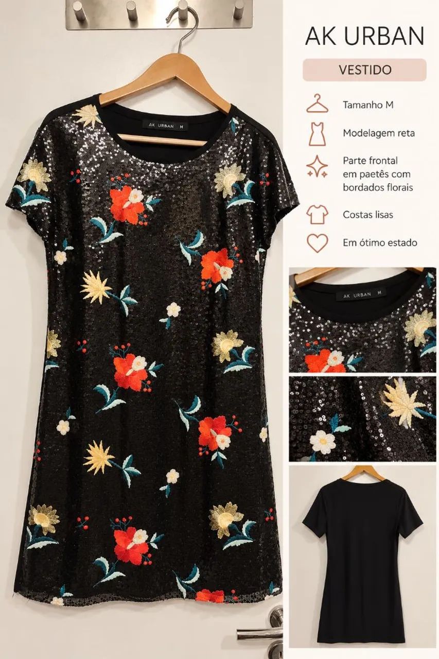 Vestido de paetês floral