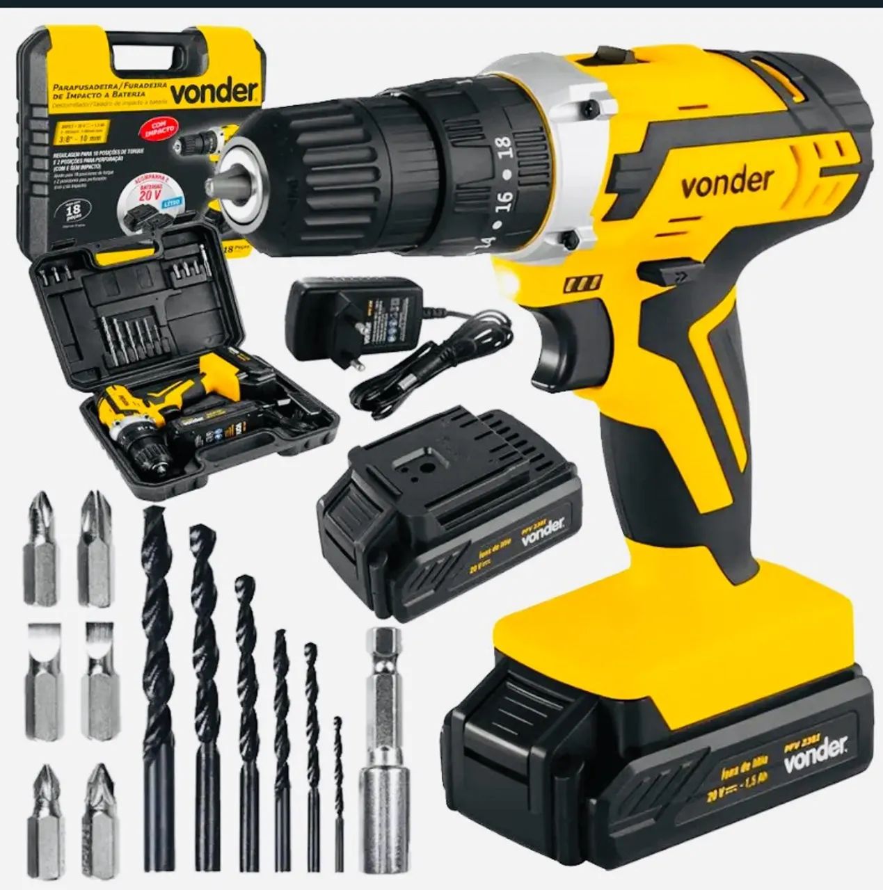 Furadeira parafusadeira impacto Vonder 20V 