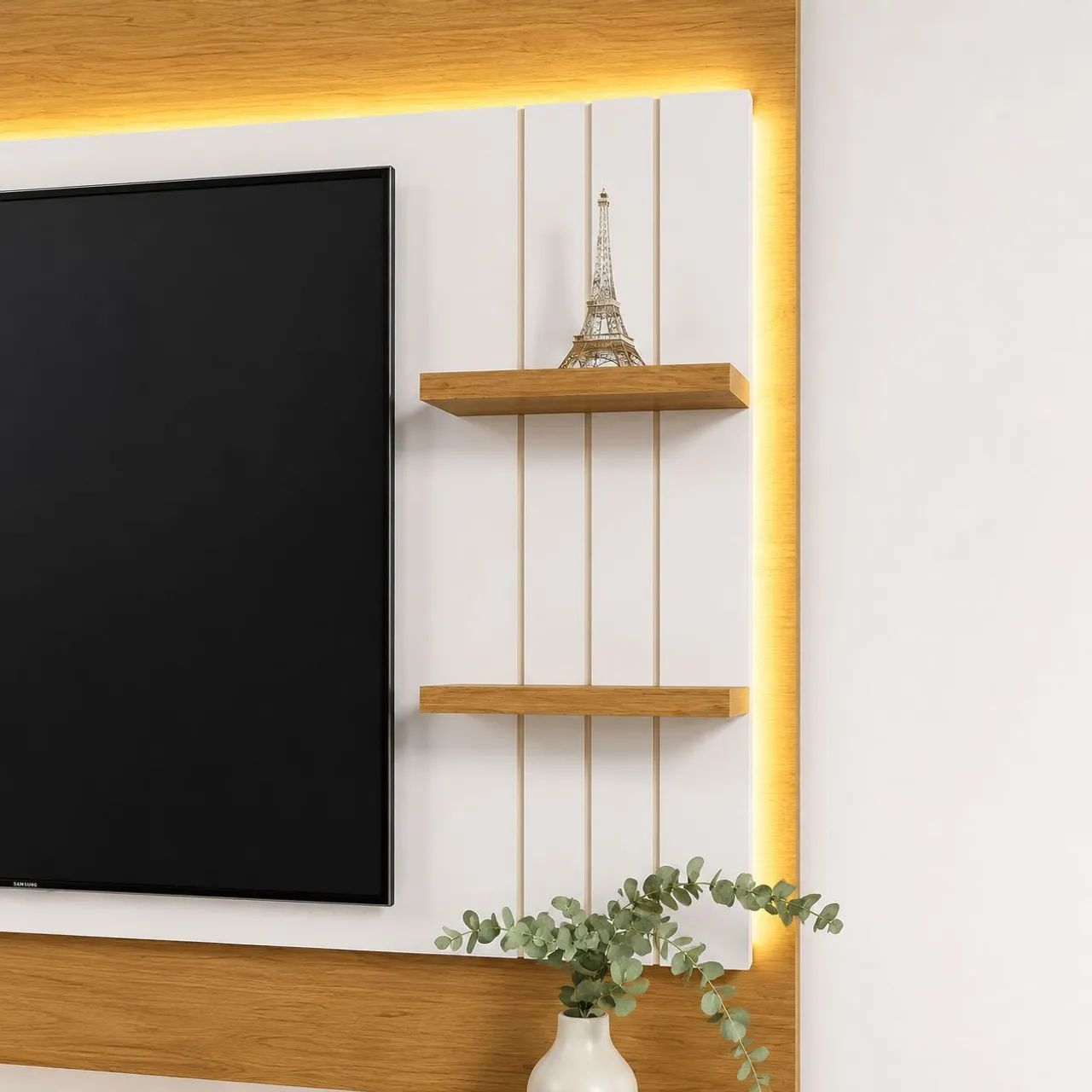 Estante para Tv 65 Polegadas com Led Guaíba Off White / Amendoa - Foto 3