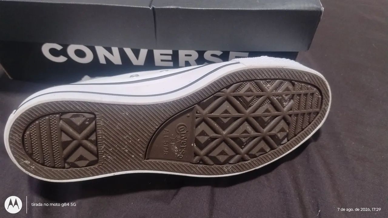 ALL Star Branco de couro plataforma  - Foto 3