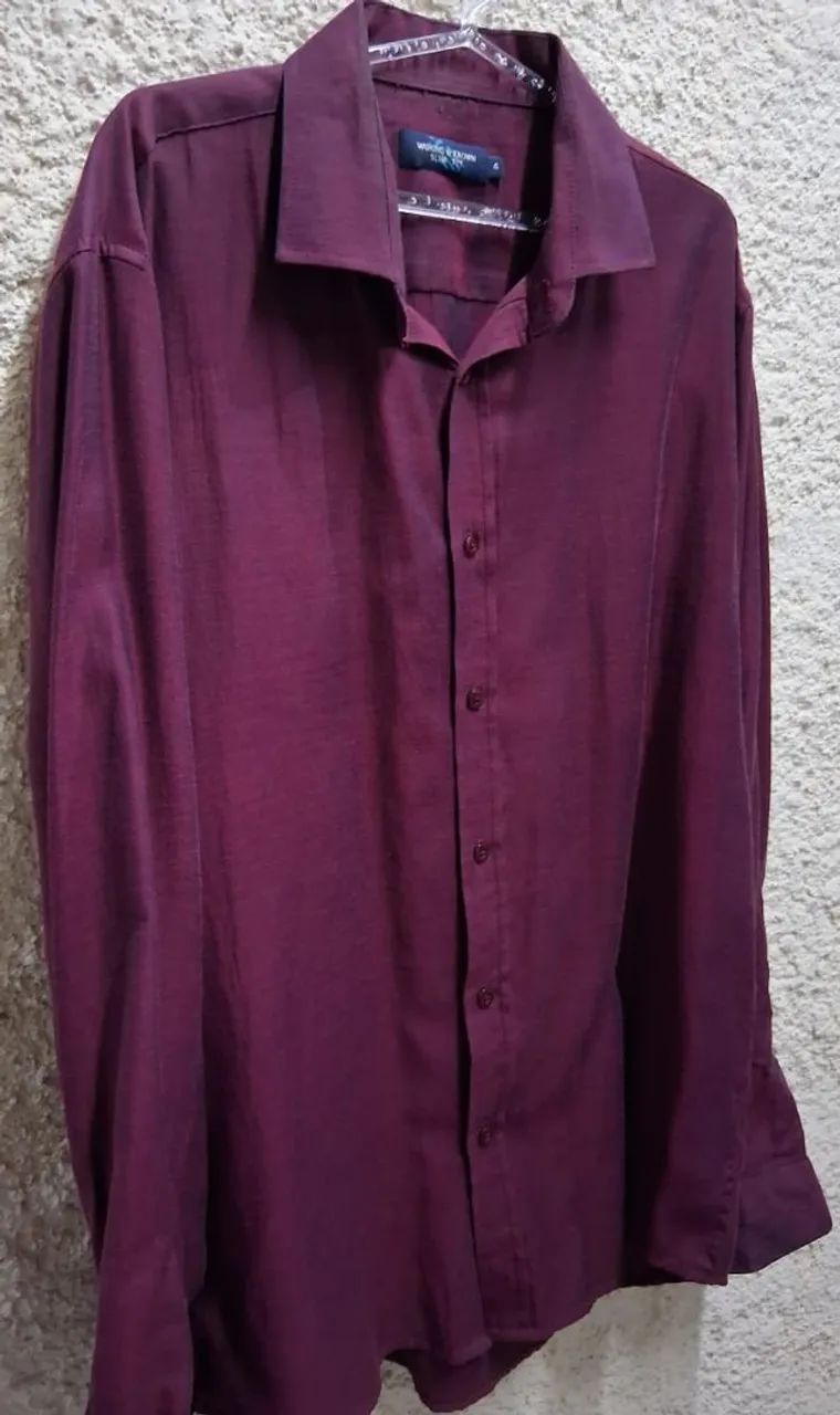 Camisa Social Vinho - G - Foto 4