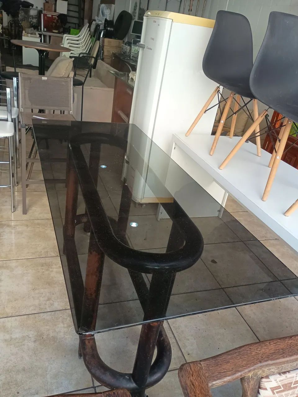 Mesa de ferro com vidro 1,70 x 70 cm - Foto 5