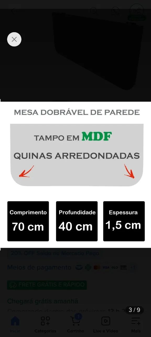Mesa dobrável de parede  - Foto 3