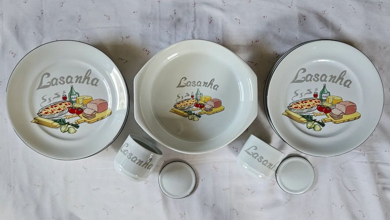 Conjunto de Servir em Porcelana Schmidt: Tema Cozinha Italiana (Lasanha) - Foto 2