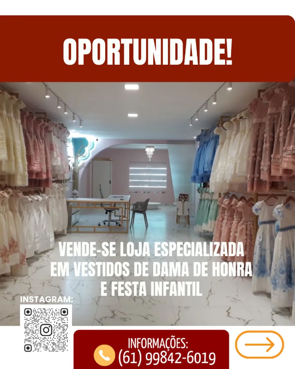 Loja de vestidos de dama de honra e festa infantil, 105 m²