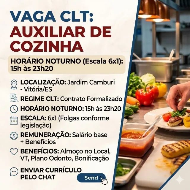 VAGA CLT - AUXILIAR DE COZINHA NOTURNO (VITÓRIA/ES)