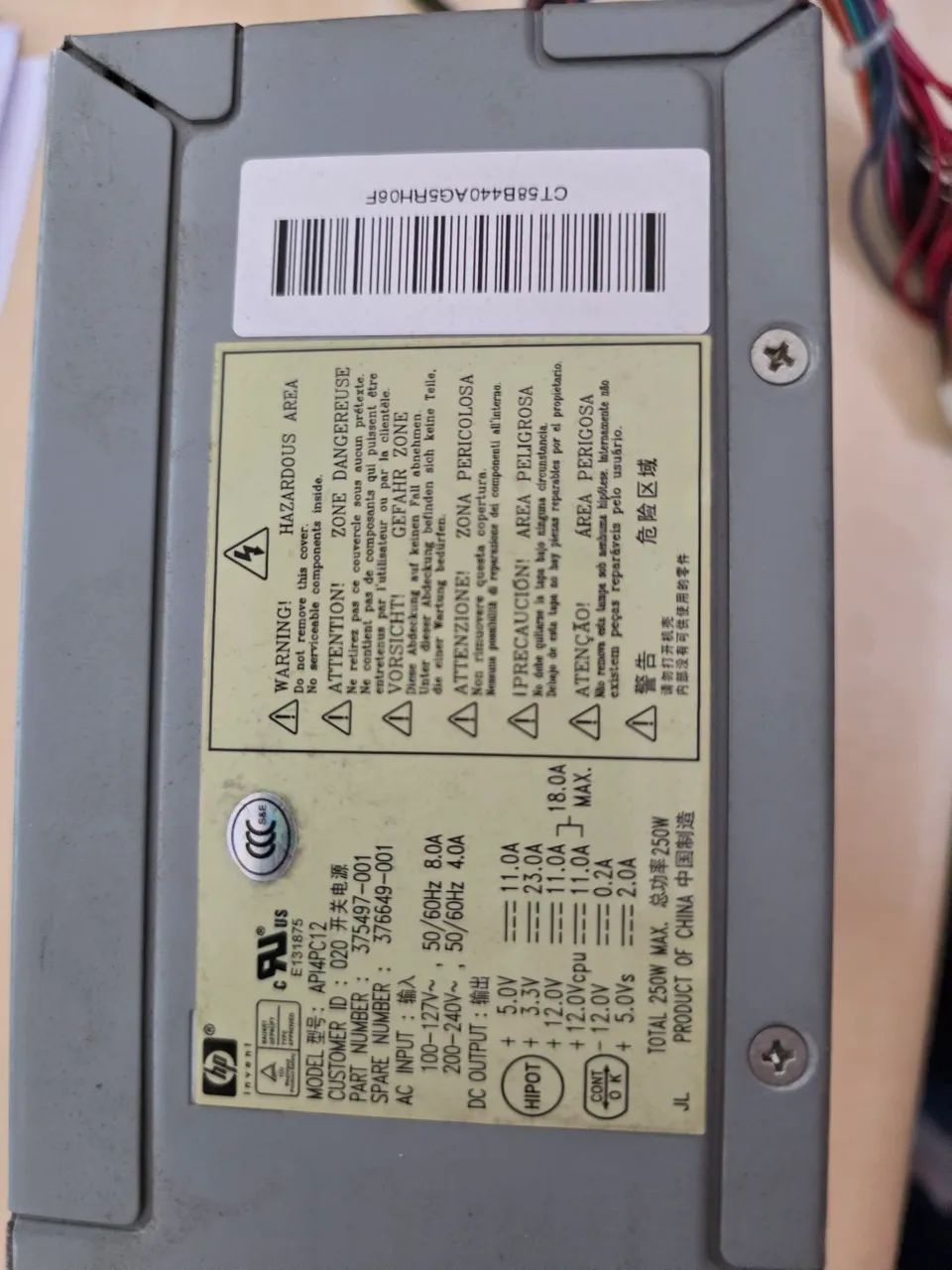 Fonte Alimentação HP atx API4PC12 250W QUEIMADA