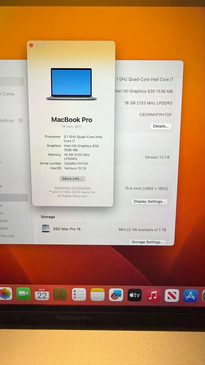 Macbook pro 15 pol - 1TB - 2017 perfeito estado - Foto 3
