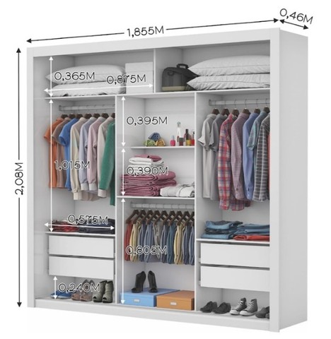 Quarto Roupeiro  Com Espelho  Larg.:1,85 cm  4 gavetas internas  - Foto 2