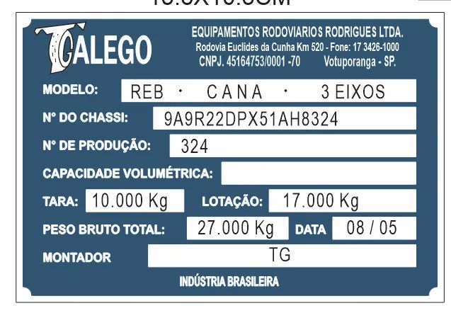 Etiqueta reboque Galego