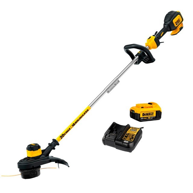 Kit Aparador de Grama 20V Brushless 1 Bateria Max Xr 20V 4Ah Carregador Bivolt Dewalt