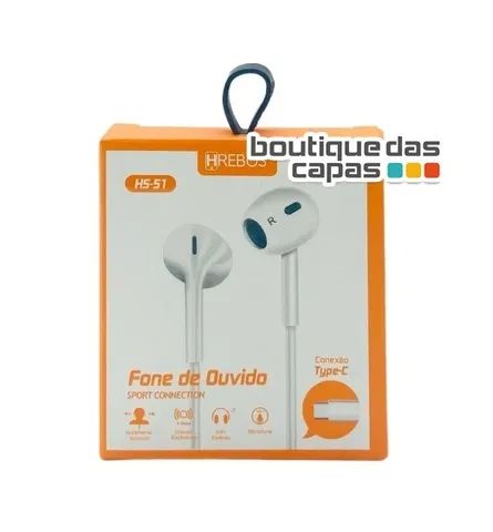 Fone de ouvido tipo c Hrebos com fio estéreo HS-51 não necessário bluetooth - Foto 2